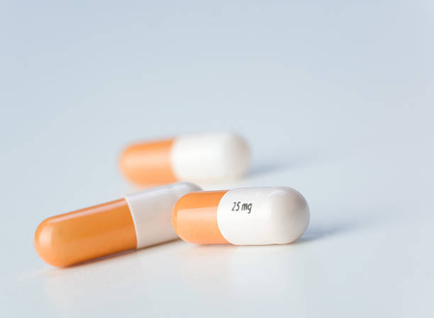 closeup of drug capsules stock photo