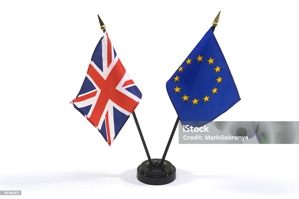 Great Britain and European Union flags isolated on white  Flag Stock Photo