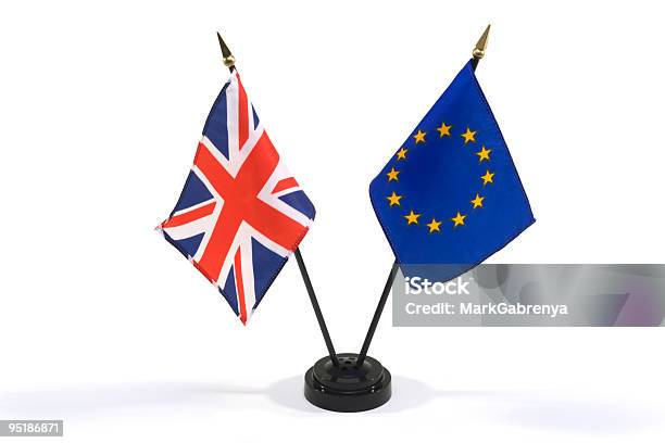 Great Britain And European Union Flags Isolated On White Stock Photo - Download Image Now