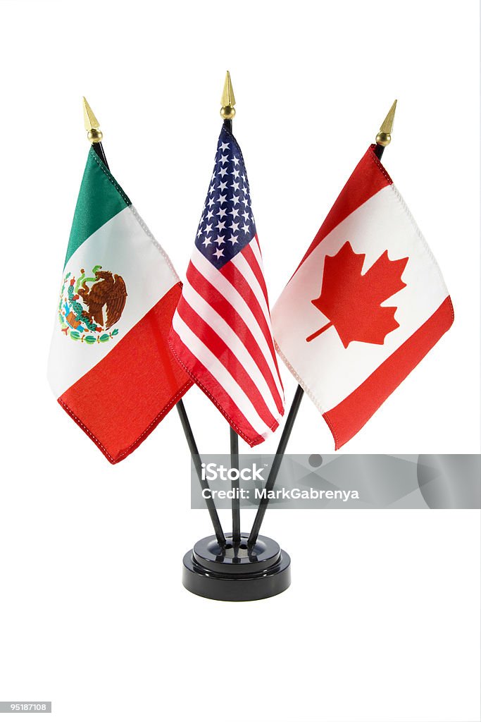 旗のメキシコ、アメリカ合衆国、カナダ - メキシコのロイヤリティフリーストックフォト