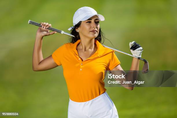 Models Playing Golf Attractive Model With Golf Driver Stock Photo - Download Image Now ...