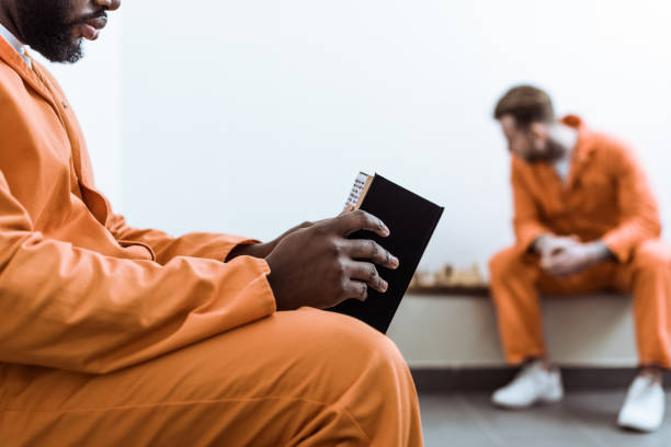 istock cropped image of african american prisoner reading book 951888252