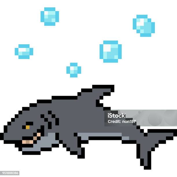 Vector Pixel Art Isolated Cartoon Stock Illustration - Download Image Now - Pixelated, Bubble, Fish