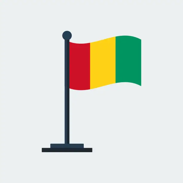 Vector illustration of Flag Of Guinea. Flag Stand. Vector Illustration