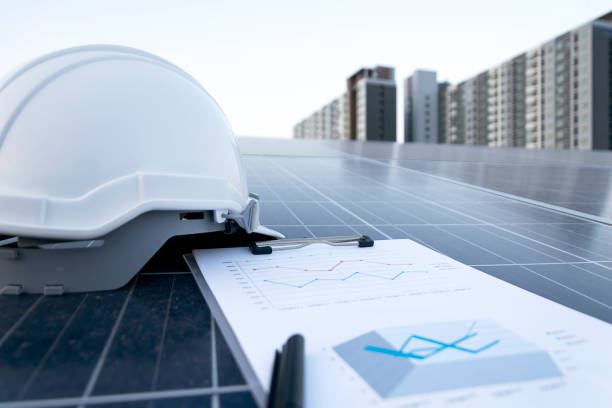istock Happy working solar station photovoltaic panels 951896016