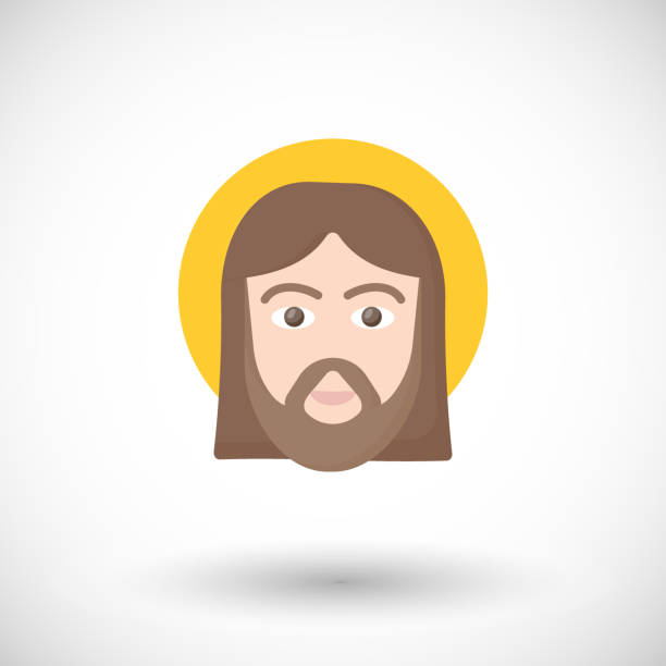 Jesus Christ Portrait Flat Vector Icon Stock Illustration - Download Image  Now - Human Face, Jesus Christ, Vector - iStock
