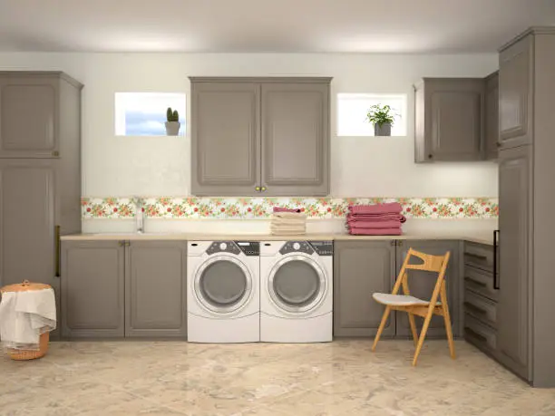 Photo of Design room for washing and cleaning. 3d illustrator