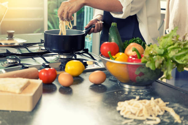 istock chef home made do pasta soba noodle in the kitchen 951907226