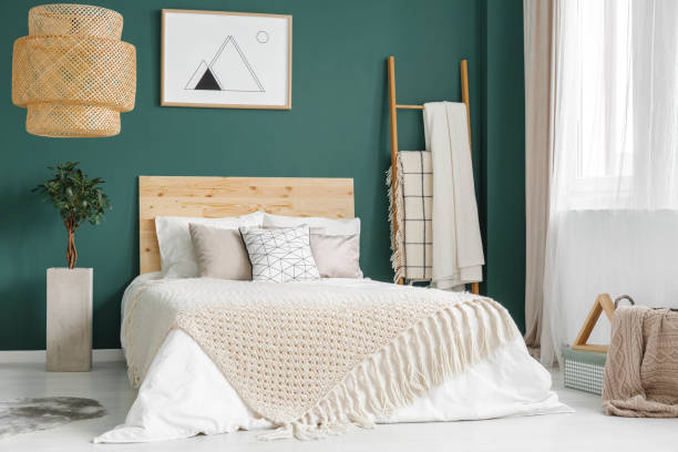 istock Green cozy bedroom interior 951909160