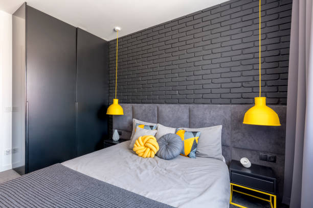 Bedroom with yellow accents