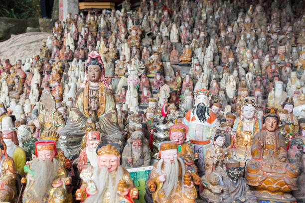 istock Buddhist and Taoism statue Large group of objects background 951917784