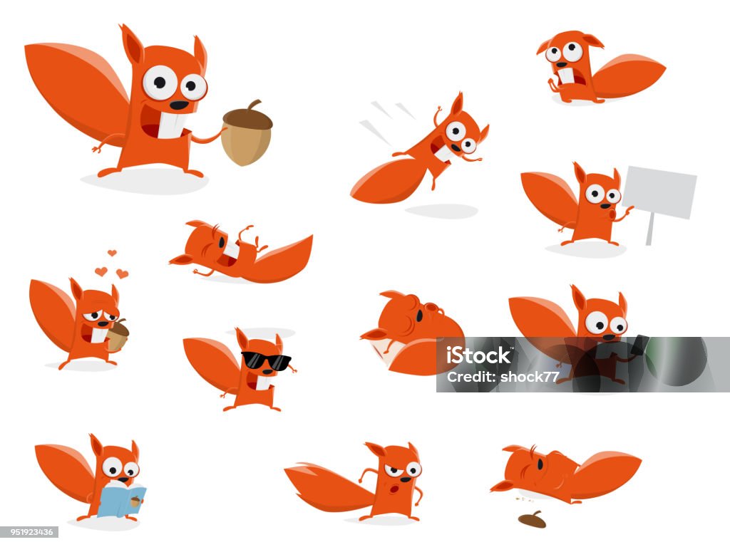 funny cartoon squirrel clipart collection Squirrel stock vector