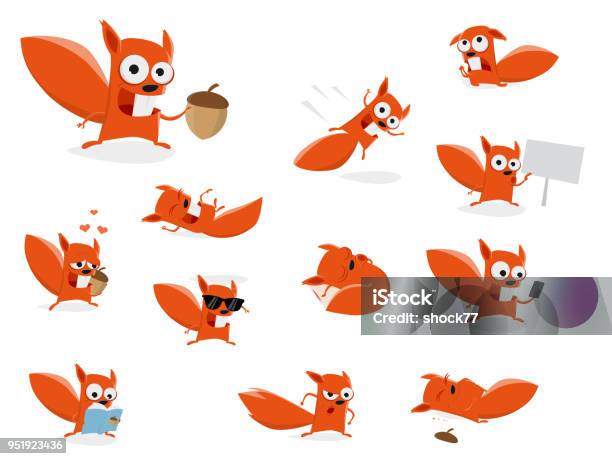 Funny Cartoon Squirrel Clipart Collection Stock Illustration - Download Image Now - Squirrel, Animal, Cartoon