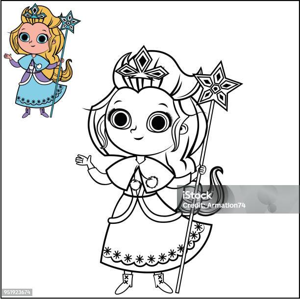 Cartoon Snow Princess Character For Coloring Page Activity Stock Illustration - Download Image Now