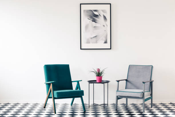 istock Retro armchairs in minimalist interior 951923752