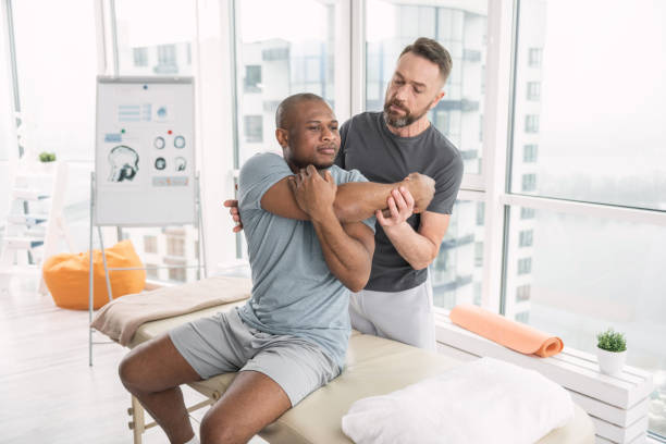 istock Pleasant good looking man moving his body 951924842