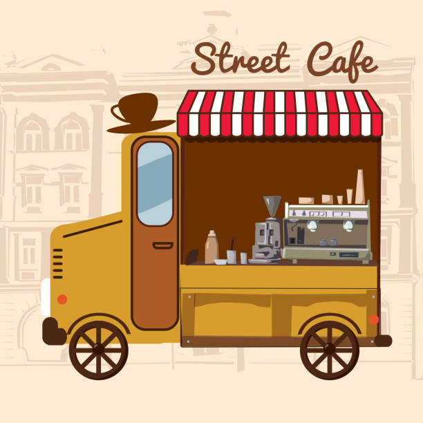 istock Street food, cafe, cartoon, car, vector illustration 951928196