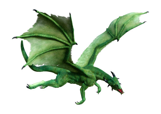 istock 3D illustration green fairy tale dragon on white 951933082