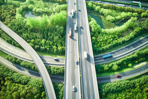 istock Aerial view of traffic and overpasses in spring 951937326