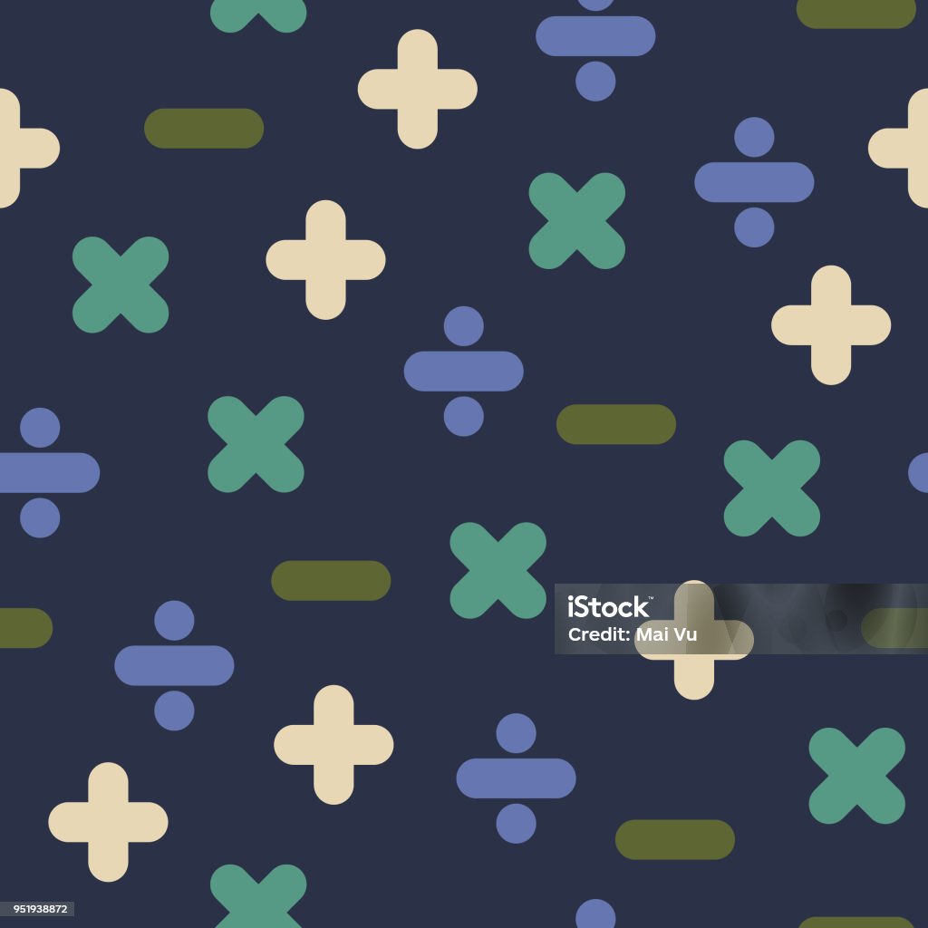 Math Operations Blue Blue Mathematical Operations Seamless Pattern Stock Illustration ...