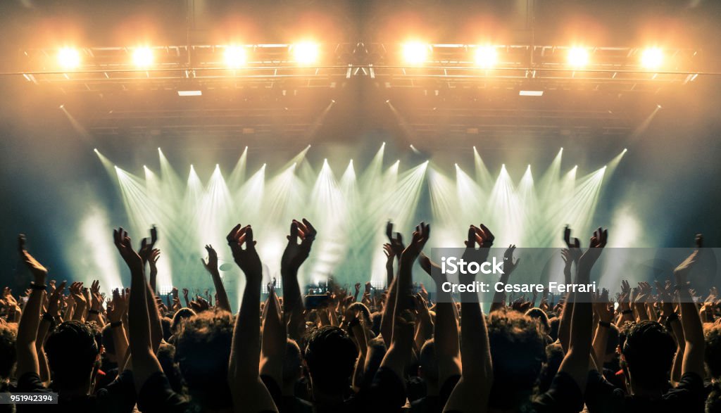 People having fun at a concert Concert hall live show. Music Festival Stock Photo