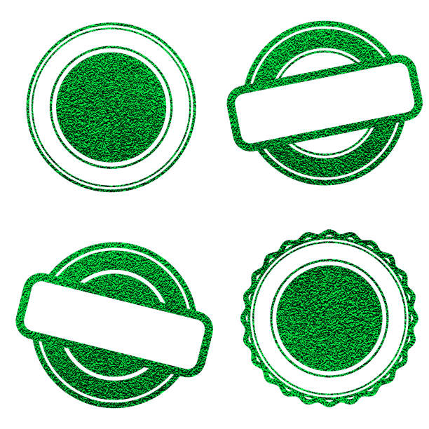 illustrations, cliparts, dessins animés et icônes de timbres postaux vert et cachets. - nombre dor