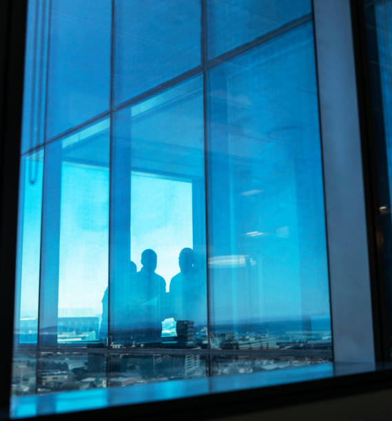 istock Business coworkers seen through window at office 951946332
