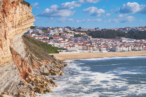 Coast of Atlantic ocean in Nazare. Portugal