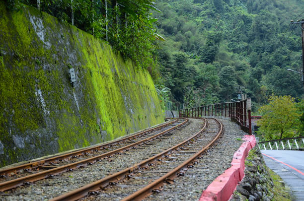 istock old railroad tracks at railway station, transportation 951947080