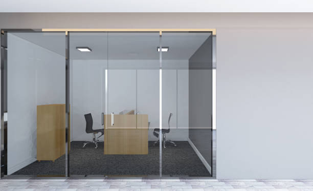 istock Open space office interior with like conference room. Mockup. 3D rendering. 951955576