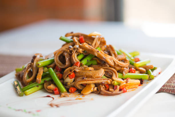 Pork tripe & garlic scape stems