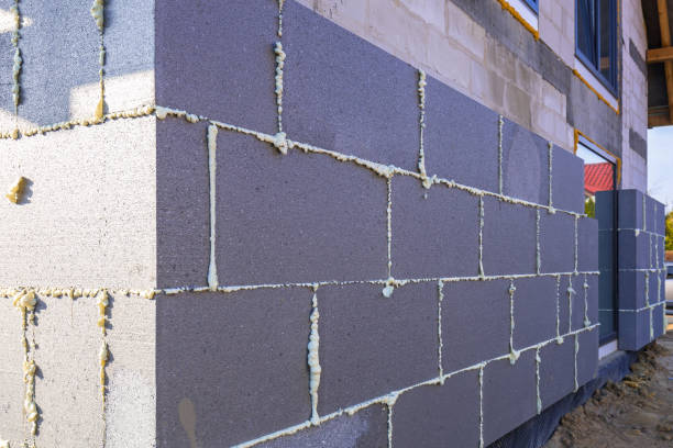 istock Graphite styrofoam insolation on the new house under construction 951959878