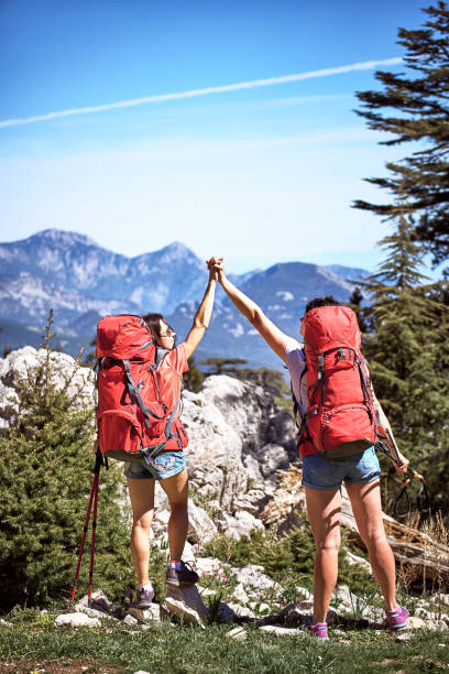 istock Summer hike in the mountains with a backpack and tent along the path to the top. 951960740