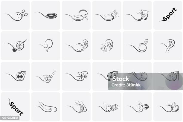 Set Sports Icons Football Tennis Baseball Basketball Soccer Volleyball Golf Hockey Floorball And Many Others Stock Illustration - Download Image Now