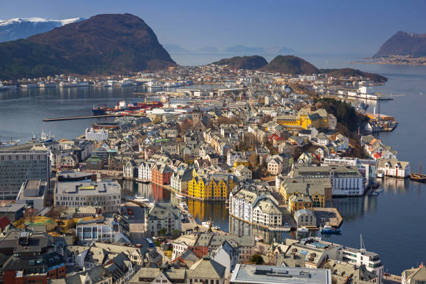 istock Beautiful Alesund town in sunny day, Norway 951964036