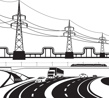 Different infrastructural construction  - vector illustration
