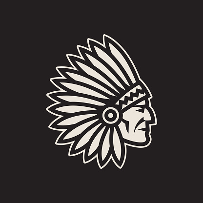 American native chief head icon. Indian logo