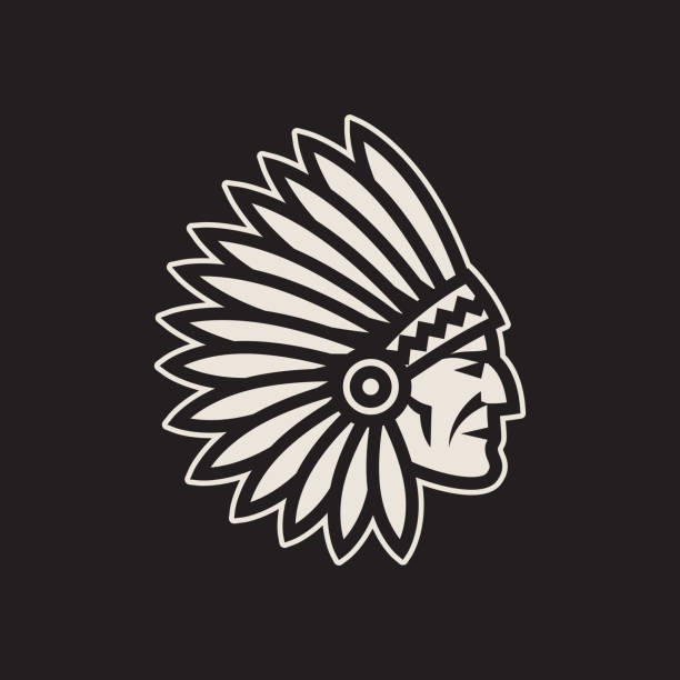 American native chief head icon. Indian logo American native chief head icon. Indian logo chiefs stock illustrations