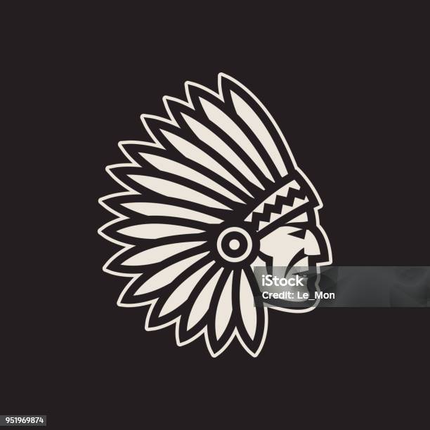 American Native Chief Head Icon Indian Logo Stock Illustration - Download Image Now - Indigenous Peoples of the Americas, Logo, Vector