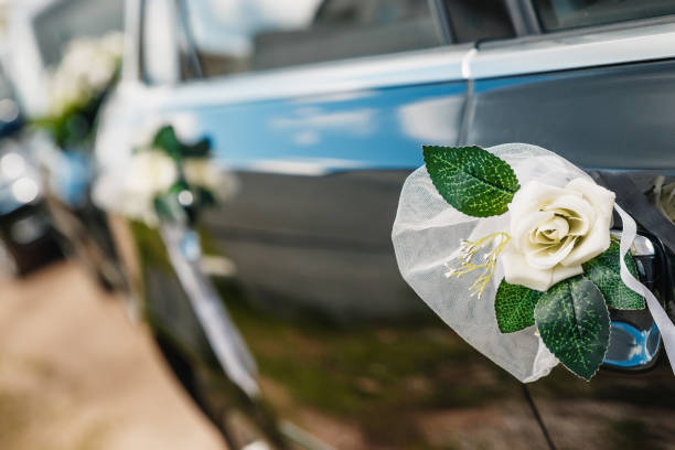 istock Luxury wedding car decorated with flowers 951969958