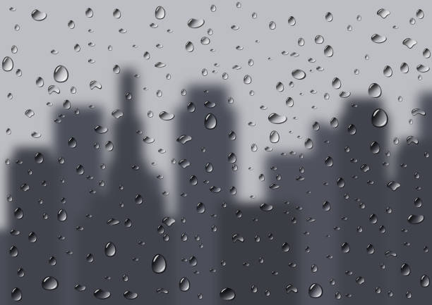 krople deszczu spadają na okno - new york city built structure glass backgrounds stock illustrations