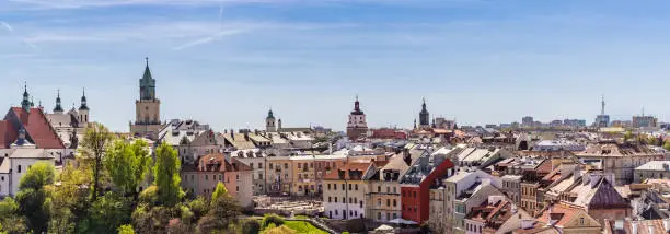 Panorama of the tourist part of the old city in Lublin