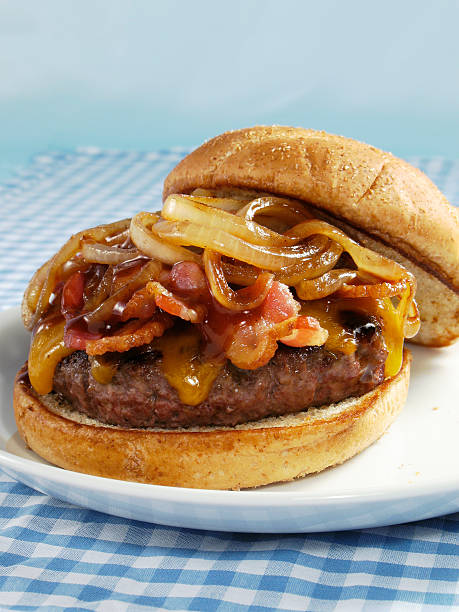 Bacon & BBQ Cheeseburger  bacon cheeseburger stock pictures, royalty-free photos & images