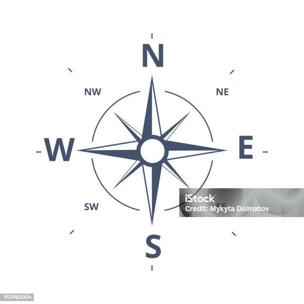 Compass Rose Icon Vector Logo Template Wind Rose Retro Design Concept For Exploration Tourism And Traveling Stock Illustration - Download Image Now