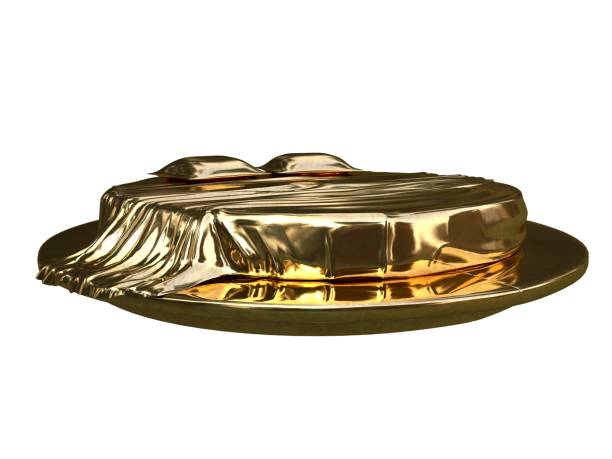 istock 3d rendering of a golden bed isolated on a white background 951982742