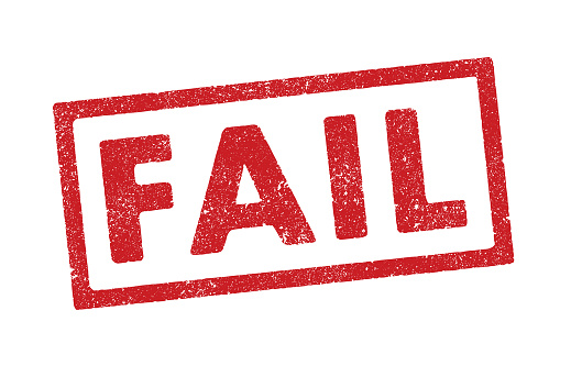 Vector illustration of the word Fail in red ink stamp