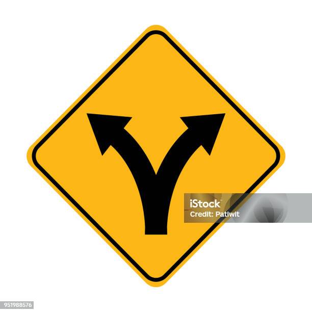 Red Fork Sign Fork In Road Sign Stock Illustration - Download Image Now - Road Sign ...