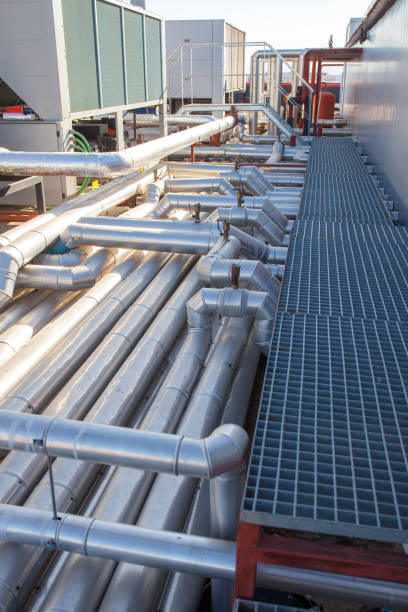 istock Platform footbridge over pipes at building climate system 951989024