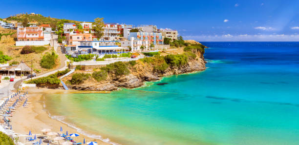istock Sandy Varkotopos beach, resort Bali. Crete, Greece 951989066