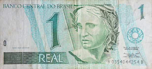 Numismatics - Notes details of 1 Real - Old money in Brazil